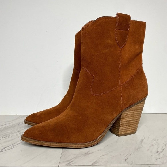 Blondo Wayde Brown Suede Western Bootie 10 - Picture 14 of 14